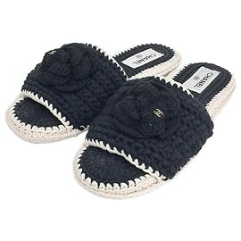 Chanel Knit Slippers Black