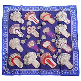 Hermès Cachecol de seda azul roxo Multicor