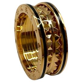 Bulgari Anello in Oro Rosa e Ceramica Nera Rosa