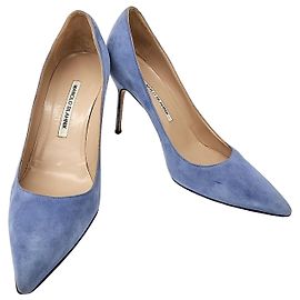 Chaussures en daim Manolo Blahnik Bleu