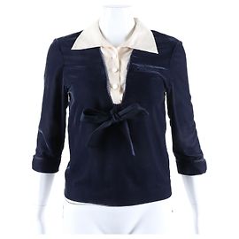 Louis Vuitton Langarmige Samtbluse Schwarz