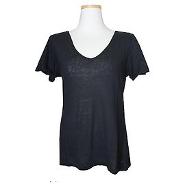 Camiseta de linho azul marinho com decote em V Isabel Marant Étoile Azul