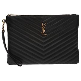 Saint Laurent Monogram Quilted Clutch Black