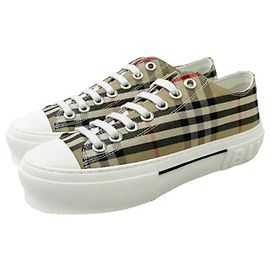 Burberry Tênis de algodão xadrez vintage Marrom