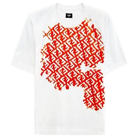 Fendi FF-Logo besticktes T-Shirt Weiß