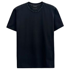 Valentino Kurzarm-T-Shirt mit Nieten Schwarz