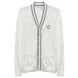 Brunello Cucinelli Logo Baumwoll-Cardigan Weiß