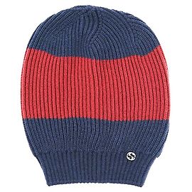 Gucci Beanie Hat Navy Red Wool Blu