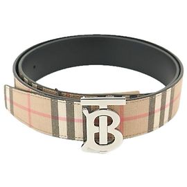 Burberry Cinturón de cuero reversible para hombre TB Monogram Check Cinturón de lujo Castaño