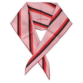 Alexander Mcqueen Pañuelo de seda a rayas Rosa