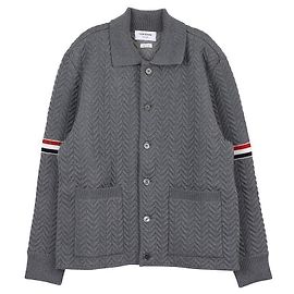 Thom Browne Jaqueta de trabalho com braço acolchoado em lã merino e algodão Marrom