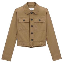 Saint Laurent Jaqueta cropped de algodão Surge Marrom