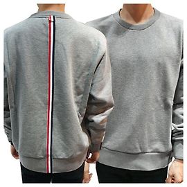 Thom Browne Loopback Centerbag Three-Stripe Sweatshirt Light Grey stamp: Brown