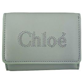 Chloé Mini-Geldbörse aus glänzendem Kalbsleder Grün
