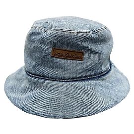 Denim Bucket Hat mit Acne-Logo-Patch Blau