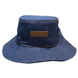 Denim Bucket Hat mit Acne-Logo-Patch Blau