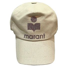 Isabel Marant TYRONY Glitzer-Logo Baseballcap Ecru Weiß