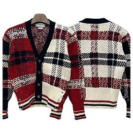 Thom Browne Donagole Karo-Streifen Cardigan Rot Rot