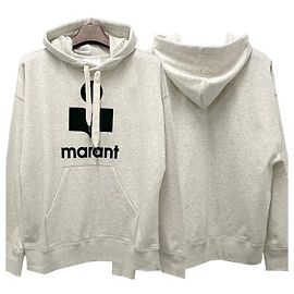Isabel Marant MILEY Velours Logo Hoodie Ecru Weiß