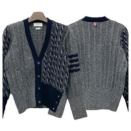 Thom Browne Donegal Kabel-Cardigan Funmix mit diagonalen Streben Braun