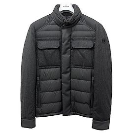 Moncler Logo Patch VALLANTA Goose Down Padded Jacket Dark Grey in) Brown