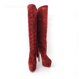 Botas Largas de Ante Christian Louboutin Roja