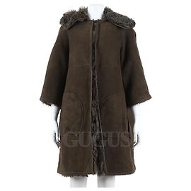 Dior Reversible Shearling Mustard Coat Brown