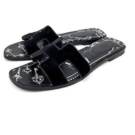 Pantofole in Velluto Oran di Hermès Nero