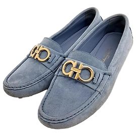 Salvatore Ferragamo Wildleder Slipper Blau