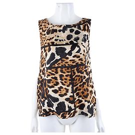 Saint Laurent Ärmellose Seidenbluse Mehrfarben
