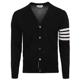 Thom Browne Merino Wool Asymmetric Classic Cardigan Blue