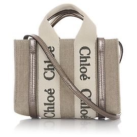 Chloé Sac à main mini brillant Woody Marron