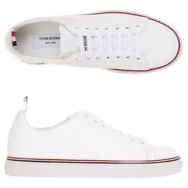 Thom Browne Tênis de tênis em vitelo Branco