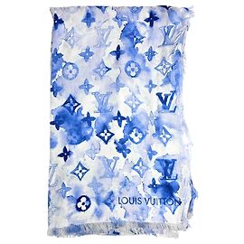 Louis Vuitton Sciarpa Monogramma Acquerello Blu