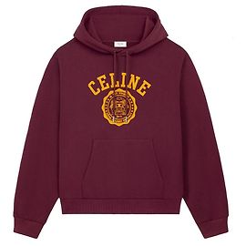Céline Conjunto de sudadera de felpa de algodón Burdeos Blazon Botón Dor Roja