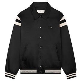 Céline Satin Triomphe Teddy Jacke Schwarz Schwarz