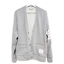 Thom Browne Loopback V-Neck Cardigan Silvery
