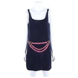 Chanel Ärmelloses Cashmere-Kleid Blau