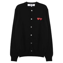 Comme Des Garcons Cárdigan Negro con Parche de Doble Corazón Negro