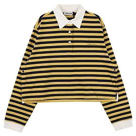 Miu Miu Polo-Shirt mit Streifenlogo Blau