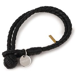 Bottega Veneta Intrecciato Nappa Double Leather Bracelet Black
