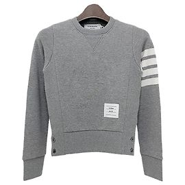 Thom Browne Klassisches Sweatshirt mit Diagonalstreifen Hellgrau Braun