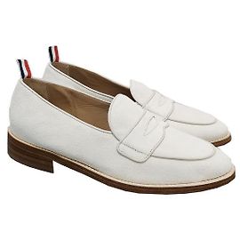 Thom Browne Mocassin Varsity à Trois Rayures Tab Off White Blanc
