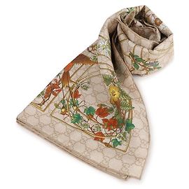 Gucci Cachecol de seda twill estampado Branco