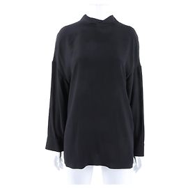 Hermès Hermes Seidenbluse mit langen Ärmeln Schwarz