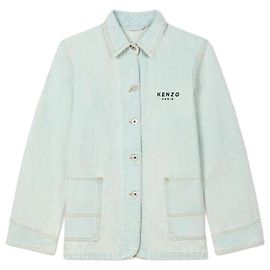 Kenzo Flower Embroidered Denim Workwear Jacket Blue