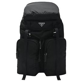 Prada Mochila de nylon Saffiano com logo triangular Preto