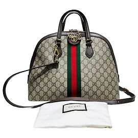Gucci Ophidia GG Medium Top Handle Dome Shape Tote Bag Brown
