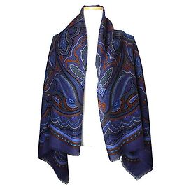 Céline Cachecol de lã e seda azul arabesco Celine Multicor