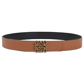 Loewe Cinto Anagram reversível em couro de bezerro liso Marrom